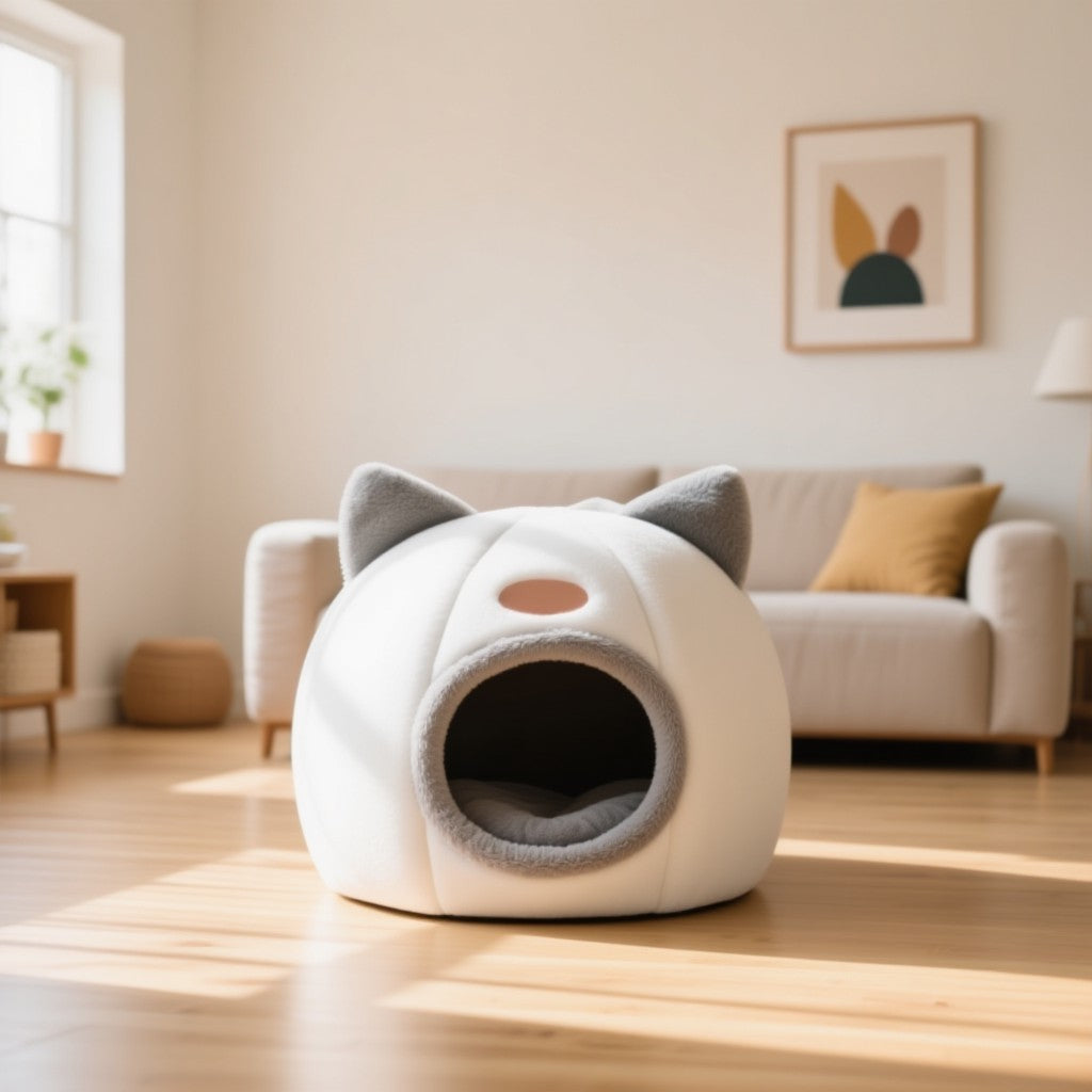 Pawsola™ Katzenhöhle – Weiches, gemütliches Katzenbett mit herausnehmbarem Kissen Pawsola