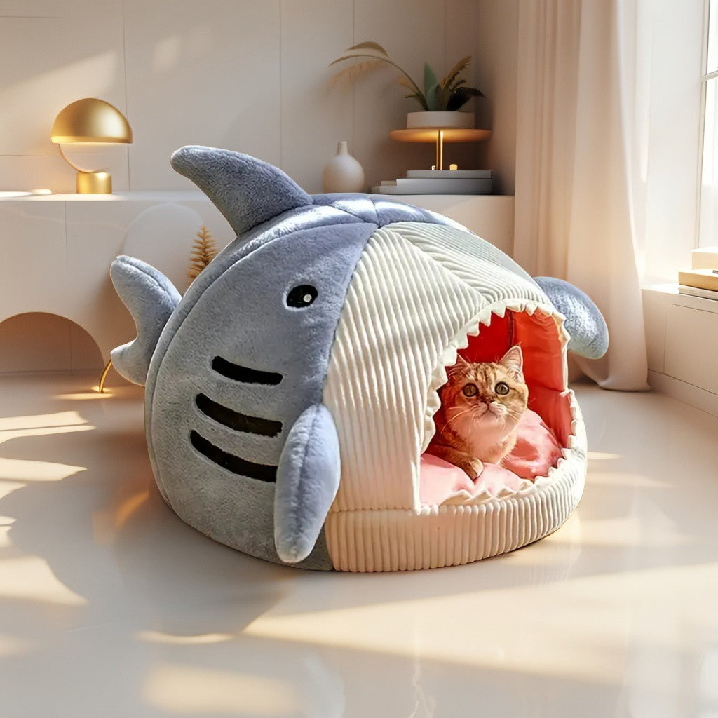 Pawsola Hai Katzenhöhle 🦈 – Lustiges & gemütliches Katzenhaus Pawsola