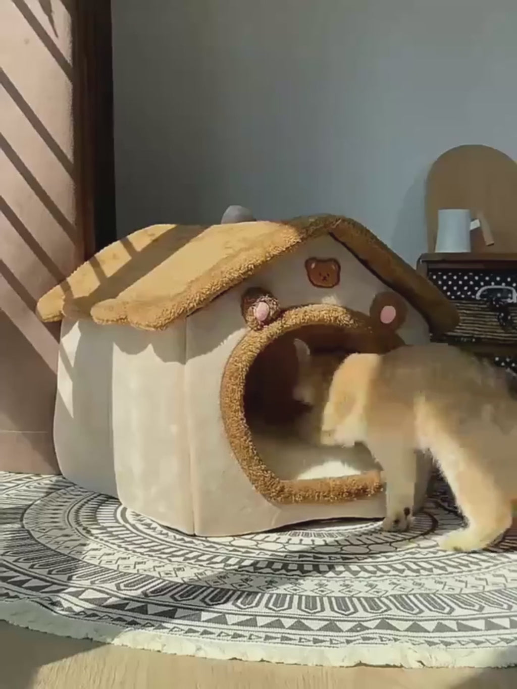 Pawsola™ 4-Jahreszeiten Katzen- & Hundehöhle – Warm, weich & gemütlich